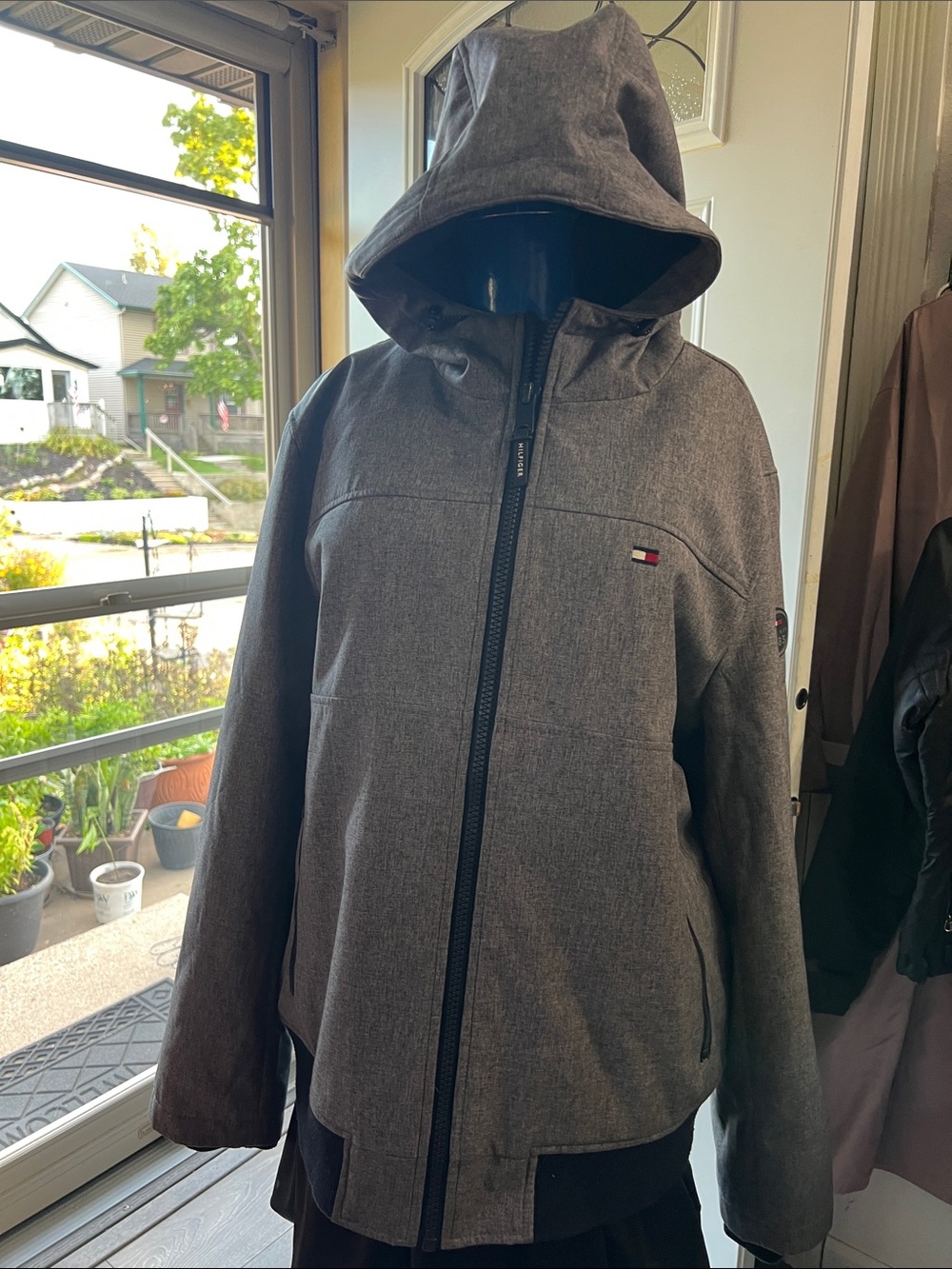 Tommy Hilfiger Charcoal Hooded Raincoat
